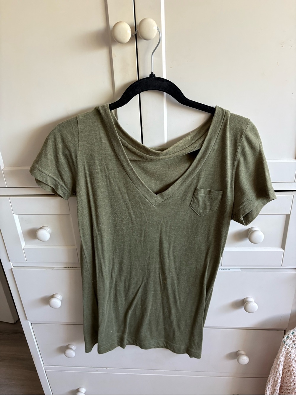 Mossimo Supply Co. Olive Green V-Neck Pocket Tee